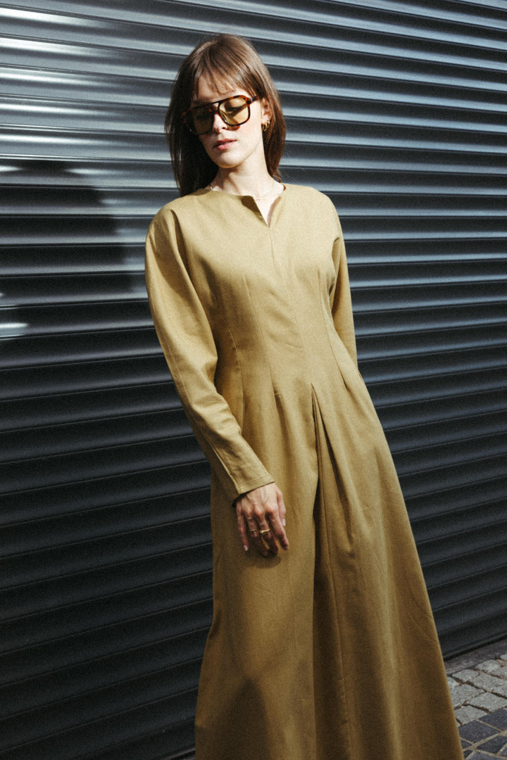 Linen Blend Maxi Dress – Saffron