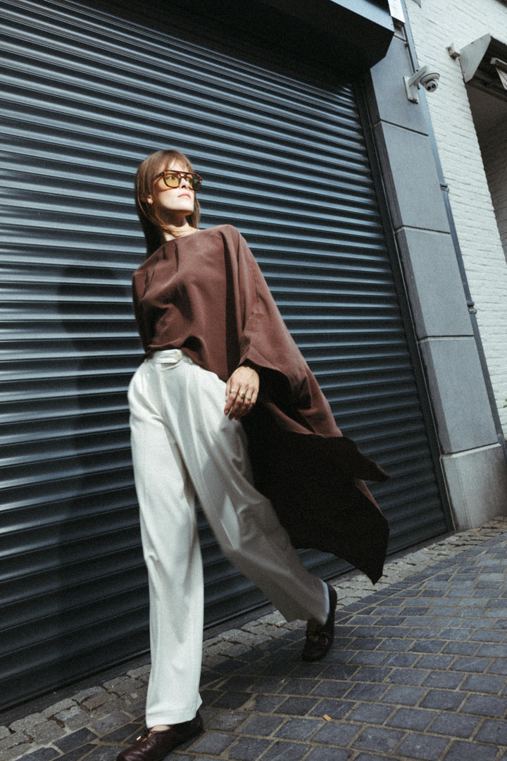 Asymmetrical Modal Blouse – Mocha