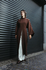 Load image into Gallery viewer, Modal Maxi Blouse with split – Chocolate