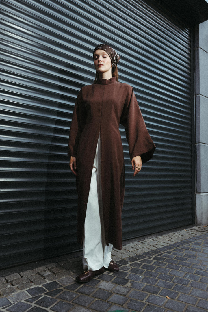 Modal Maxi Blouse with split – Chocolate