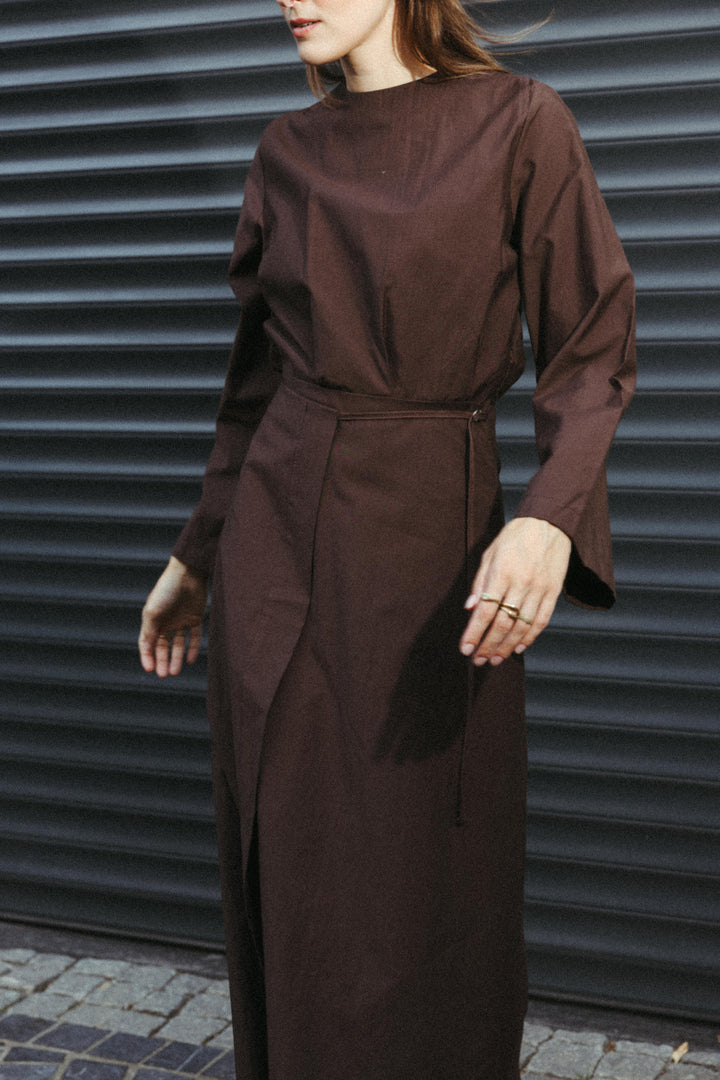 Brown Wrap Maxi Dress