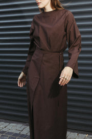 Brown Wrap Maxi Dress