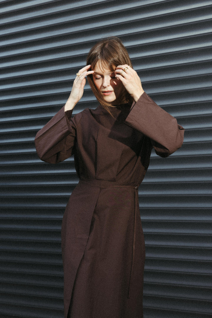 Brown Wrap Maxi Dress