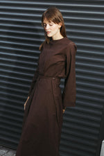 Load image into Gallery viewer, Brown Wrap Maxi Dress