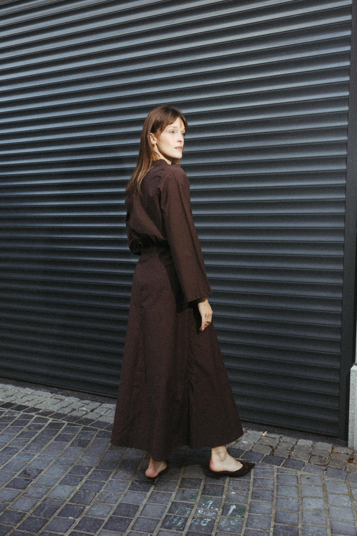 Brown Wrap Maxi Dress