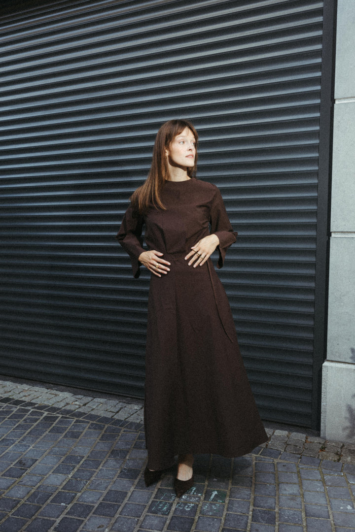 Brown Wrap Maxi Dress