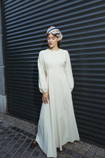 Load image into Gallery viewer, Linen Blend Maxi Dress with Balloon Sleeves