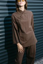 Load image into Gallery viewer, Cotton Linen-Look Two-Piece Set – Brown
