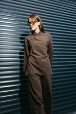 Load image into Gallery viewer, Cotton Linen-Look Two-Piece Set – Brown