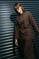 Load image into Gallery viewer, Cotton Linen-Look Two-Piece Set – Brown