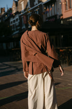 Load image into Gallery viewer, Cape Detail Blouse – Terracotta