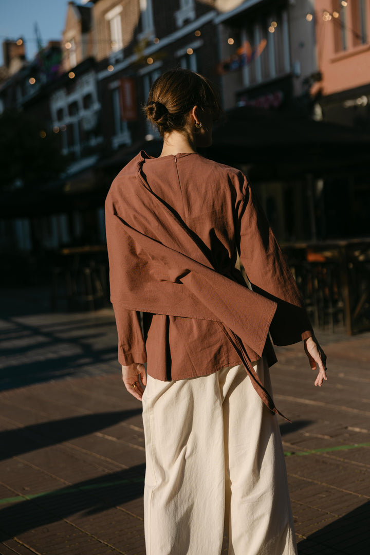 Cape Detail Blouse – Terracotta