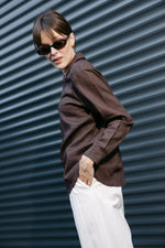 Load image into Gallery viewer, Organic Linen Oversized Shirt – Chocolate Brown