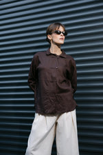 Load image into Gallery viewer, Organic Linen Oversized Shirt – Chocolate Brown