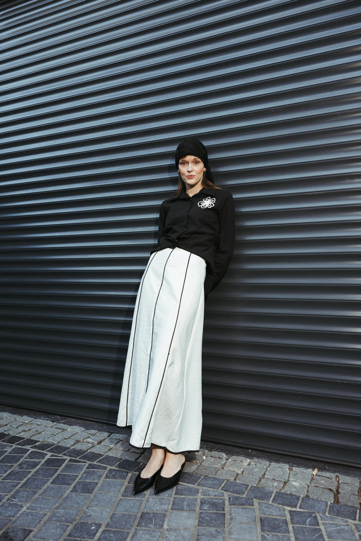 A-Line Maxi Skirt with Contrast Stitching