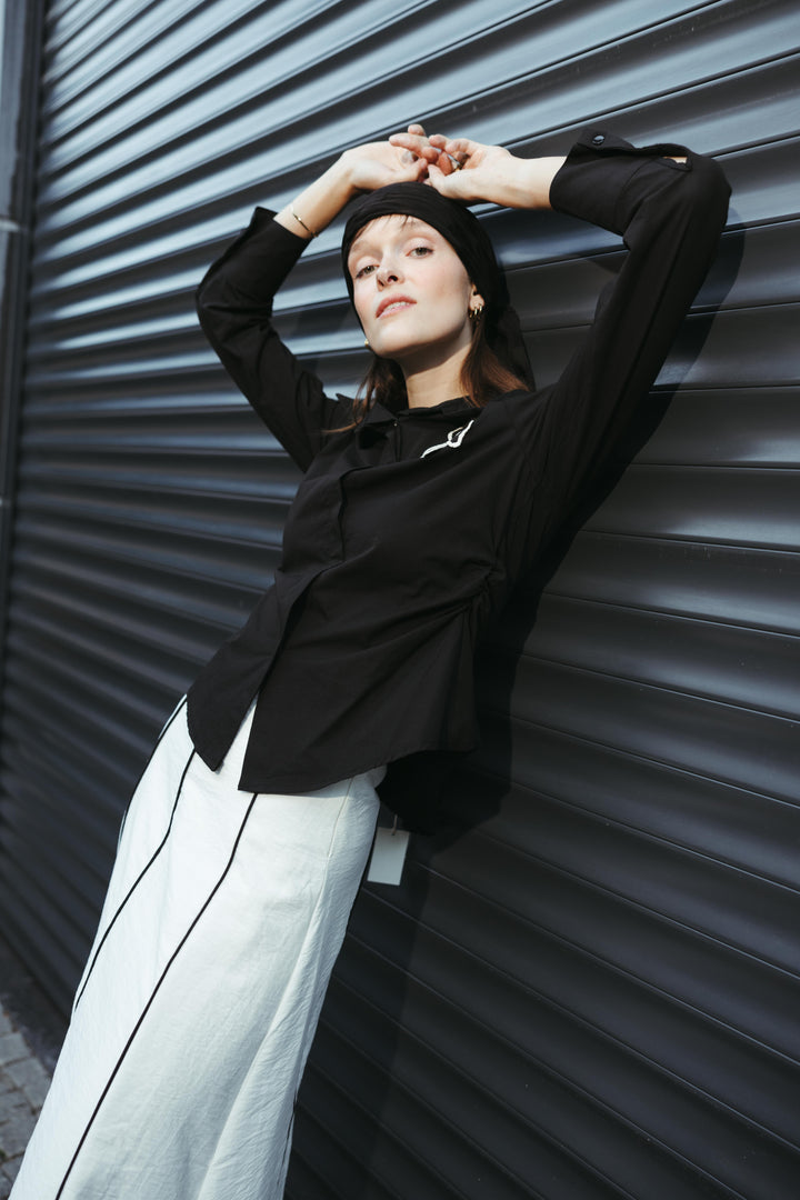 Tailored Shirt with Embroidered Flower