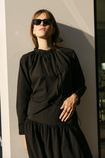 Load image into Gallery viewer, Pleated Collar Blouse – Black