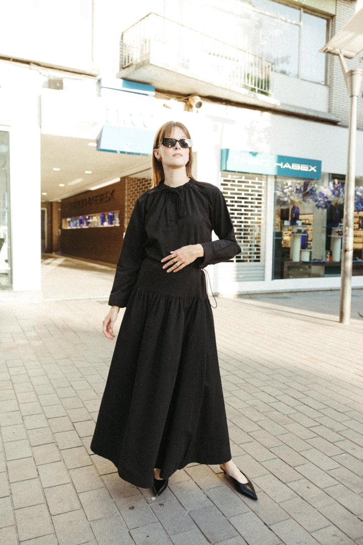 Pleated Collar Blouse – Black