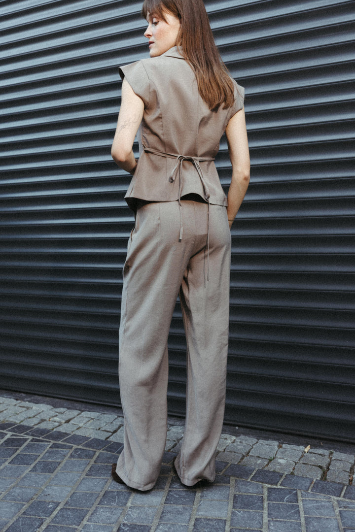 Wide Leg Trousers – Taupe