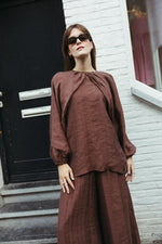 Load image into Gallery viewer, Lined Raglan Blouse – Chocolate Brown