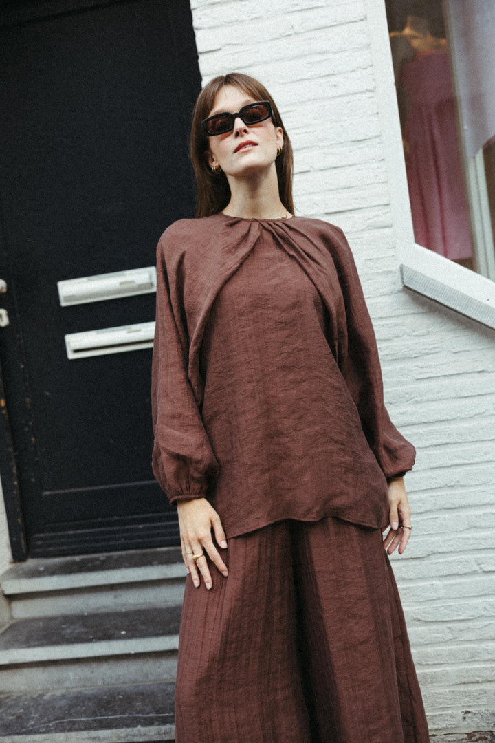 Lined Raglan Blouse – Chocolate Brown