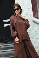 Load image into Gallery viewer, Lined Raglan Blouse – Chocolate Brown