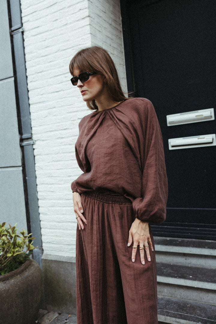 Lined Raglan Blouse – Chocolate Brown
