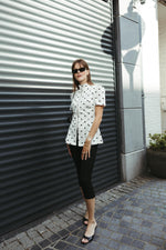 Load image into Gallery viewer, Polka Dot Tailored Zip Blouse