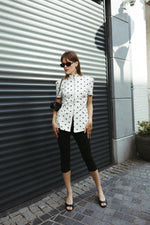 Load image into Gallery viewer, Polka Dot Tailored Zip Blouse