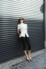 Load image into Gallery viewer, Polka Dot Tailored Zip Blouse