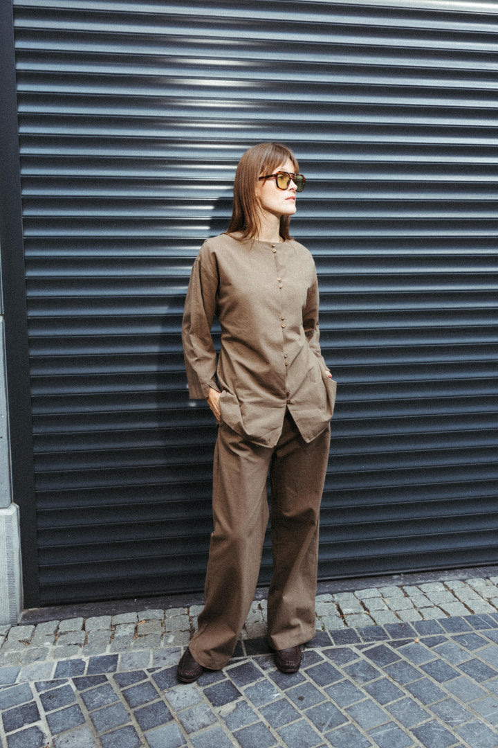 Cotton Two-Piece Set – Khaki