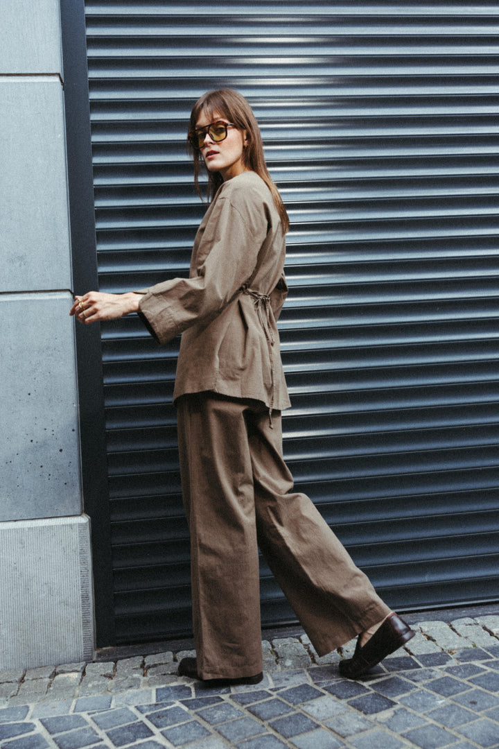 Cotton Two-Piece Set – Khaki