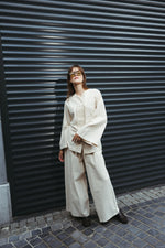 Load image into Gallery viewer, Button Detail Linen-Look Blouse – Ecru