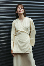Load image into Gallery viewer, Linen Blend Short Kimono Jacket – Butter Yellow