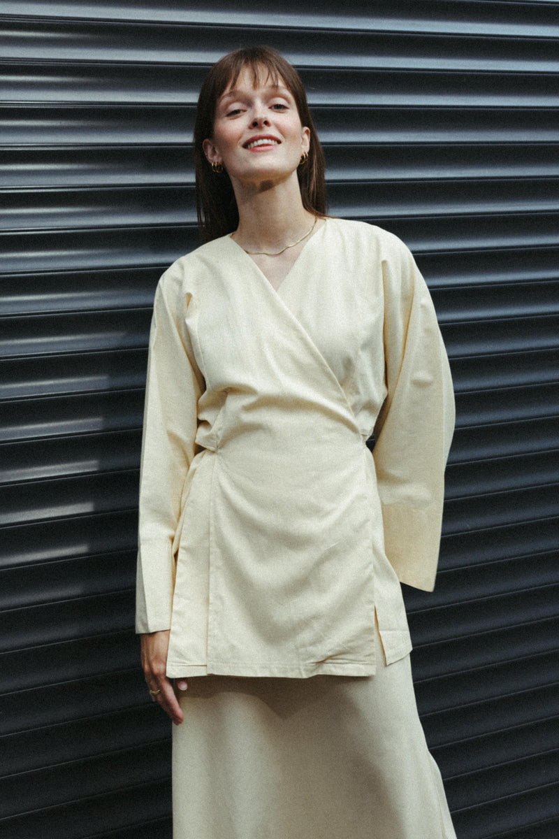 Linen Blend Short Kimono Jacket – Butter Yellow