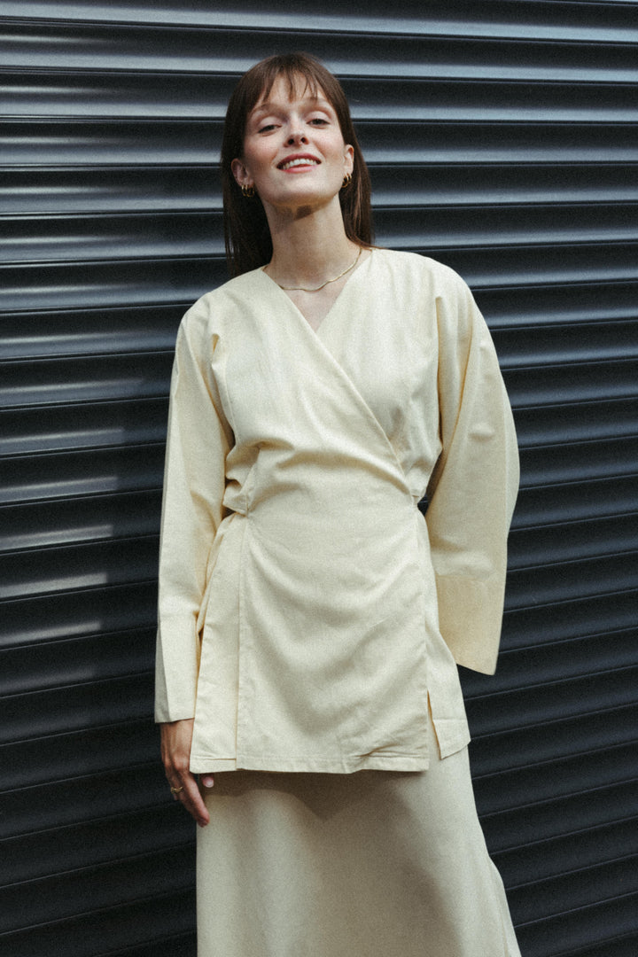 Linen Blend Short Kimono Jacket – Butter Yellow