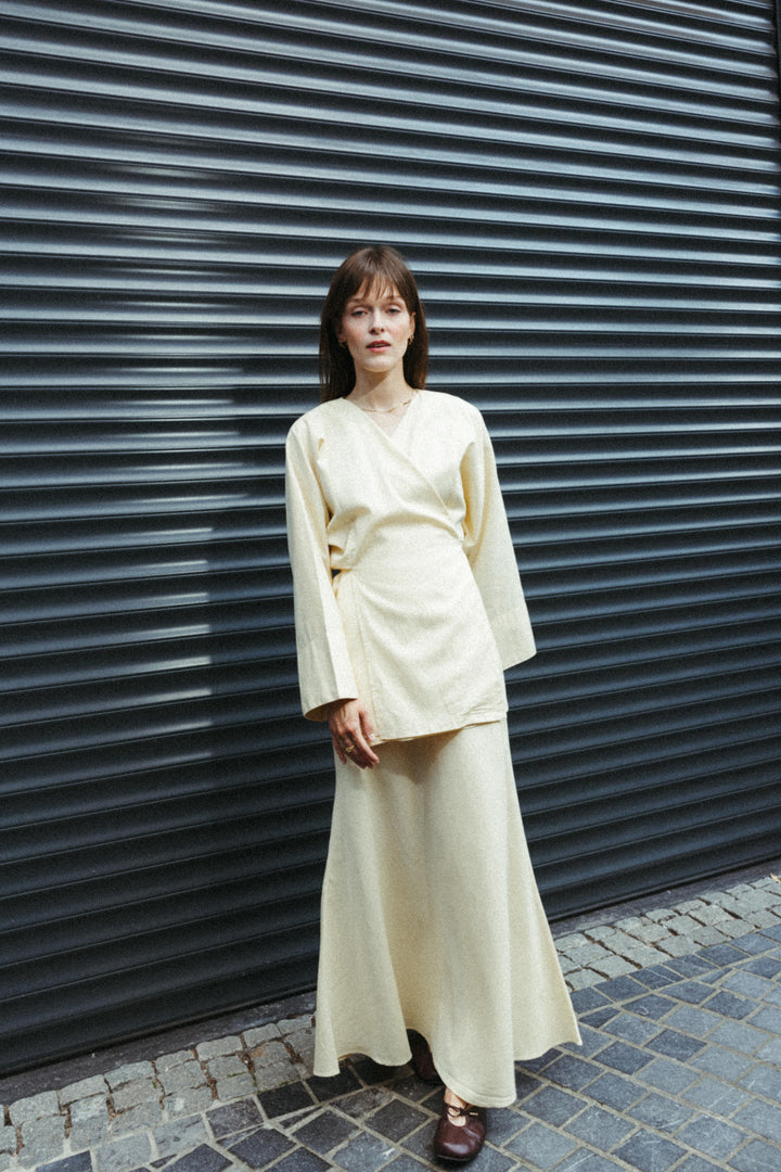 Linen Blend Maxi Skirt – Butter Yellow