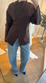 Load image into Gallery viewer, Back Tie Cotton Shirt – Brown