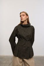 Load image into Gallery viewer, Back Tie Check Top – Brown