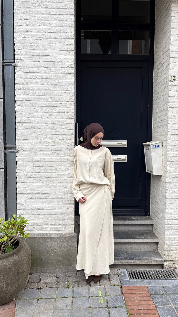 Oversized Linen Look Shirt – Ivory