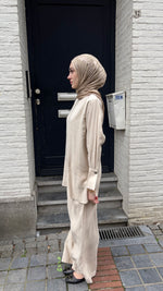 Load image into Gallery viewer, Relaxed Viscose Tunic &amp; Wide Leg Trouser Set – Cream
