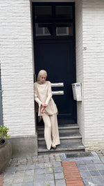 Load image into Gallery viewer, Relaxed Viscose Tunic &amp; Wide Leg Trouser Set – Cream