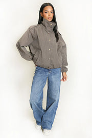 High Neck Checked Jacket