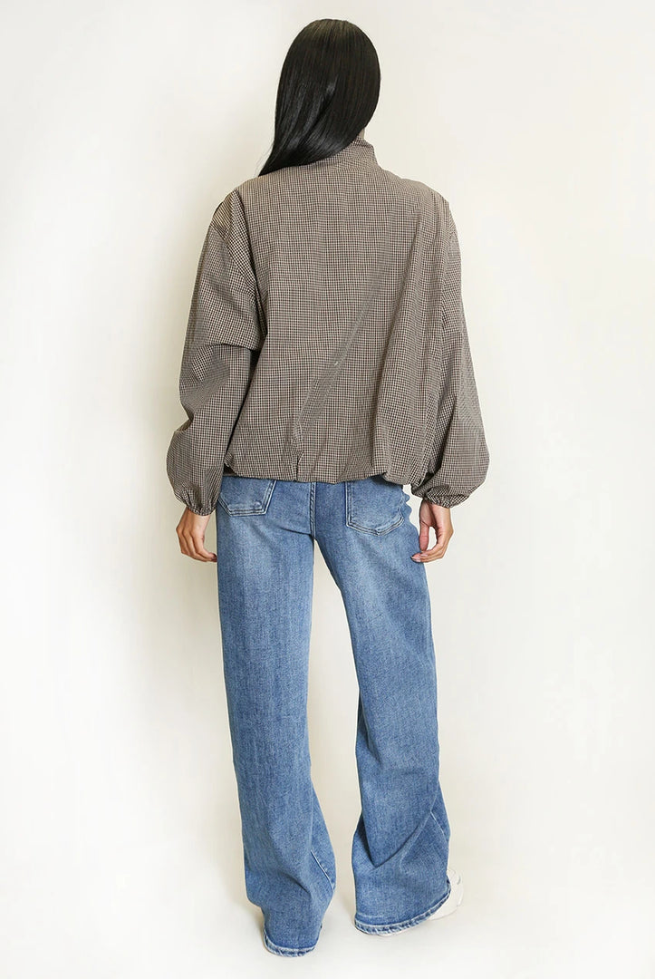 High Neck Checked Jacket