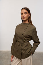 Load image into Gallery viewer, Back Tie Cotton Shirt – Khaki
