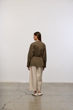 Load image into Gallery viewer, Back Tie Cotton Shirt – Khaki