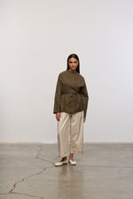 Load image into Gallery viewer, Back Tie Cotton Shirt – Khaki