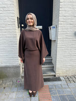 Load image into Gallery viewer, Brown Tie-Waist Midi Dress