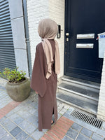 Load image into Gallery viewer, Brown Tie-Waist Midi Dress