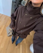Load image into Gallery viewer, High neck short  trenchcoat - Brown